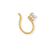 18K Solid Gold 4 Stone Cluster Diamond Nose Pin for Women Triple C Diamond's 