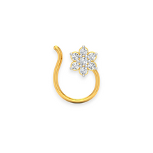 18K Solid Gold 7 Diamond Twisted Nose Pin - Triple C Diamond's