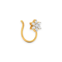 18K Solid Gold 7 Diamond Twisted Nose Pin - Triple C Diamond's