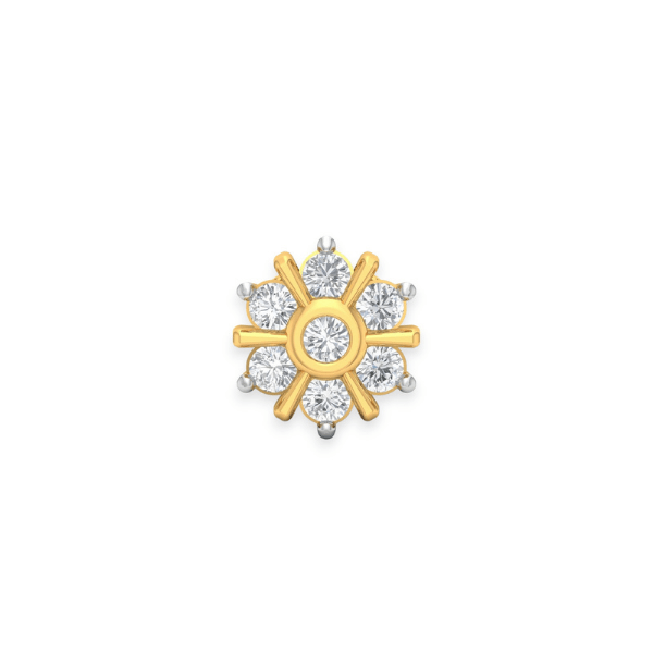 18K Solid Gold 7 Stone Flower Nose Pin Triple C Diamond's Yellow Gold 18K 