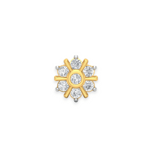 18K Solid Gold 7 Stone Flower Nose Pin Triple C Diamond's Yellow Gold 18K 