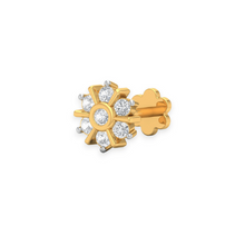 18K Solid Gold 7 Stone Flower Nose Pin Triple C Diamond's 