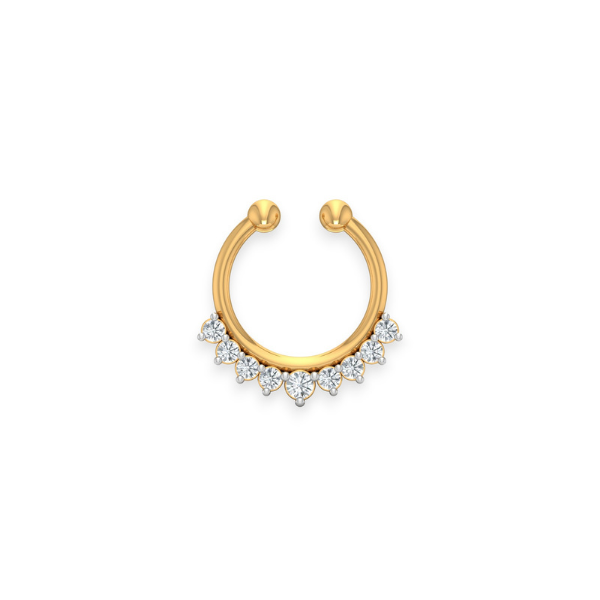 18K Solid Gold Classic Diamond Septum For Women - Triple C Diamond's