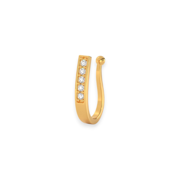 18K Solid Gold Diamond Click on Non Pierced Nose Pin - Triple C Diamond's