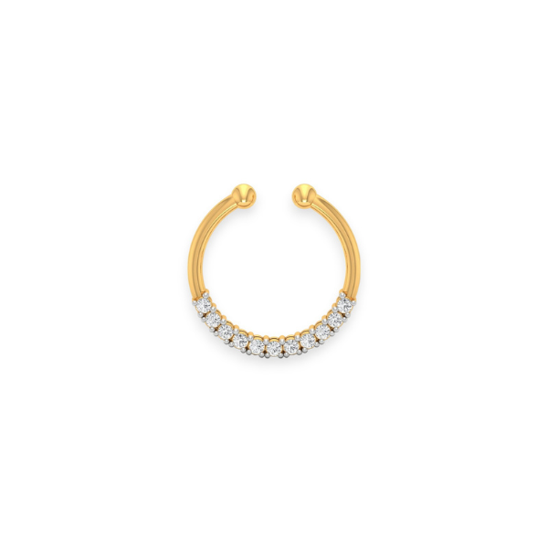 18K Solid Gold Diamond Septum Nose Ring - Triple C Diamond's