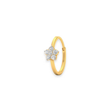 18K Solid Gold Flower Diamond Nose Ring - Triple C Diamond's