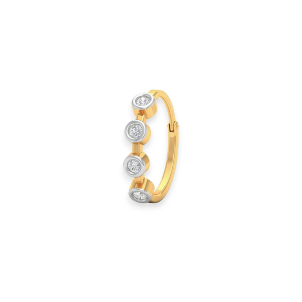 18K Solid Gold Four Bezel Setting Diamond Nose Ring - Triple C Diamond's