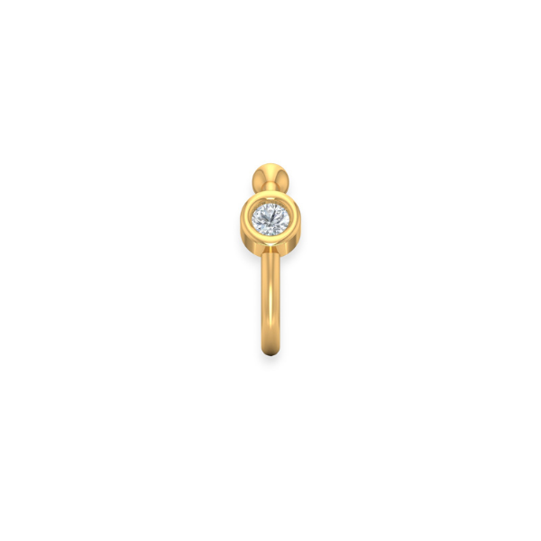 18K Solid Gold Single Diamond Bezel Nose Pin - Triple C Diamond's