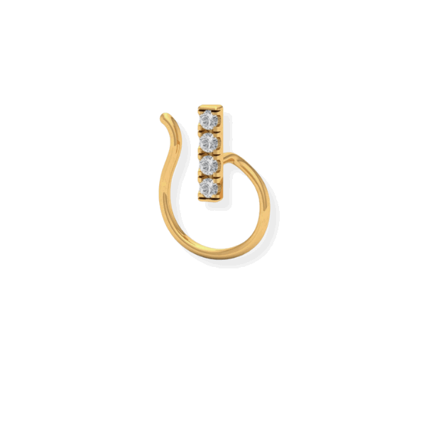 18K Solid Gold Straight Line Diamond Nose Pin Triple C Diamond's 18K 