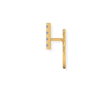 18K Solid Gold Straight Line Diamond Nose Pin Triple C Diamond's 