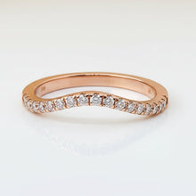 Curved Pave Diamond Wedding Band 14K Solid Gold