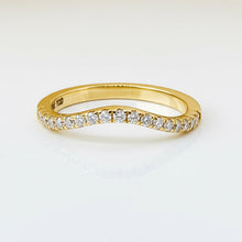 Curved Pave Diamond Wedding Band 14K Solid Gold