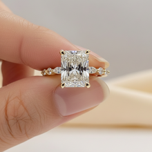 Elegant Radiant Cut Hidden Halo Marquise Band 14K Solid Gold Diamond Engagement Ring 2 to 4 Carat