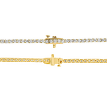 2.60 MM 14K Solid Gold Prong Setting Tennis Necklace  9.50 Ctw - 13.50 Ctw