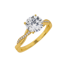 2 to 3 CT Twisted Band 14K Solid Gold Solitaire Round Diamond Engagement Diamond Ring