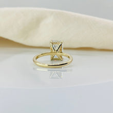 Classic Emerald Cut Hidden Halo 14K Solid Gold Solitaire Engagement Ring 2 to 4 carat