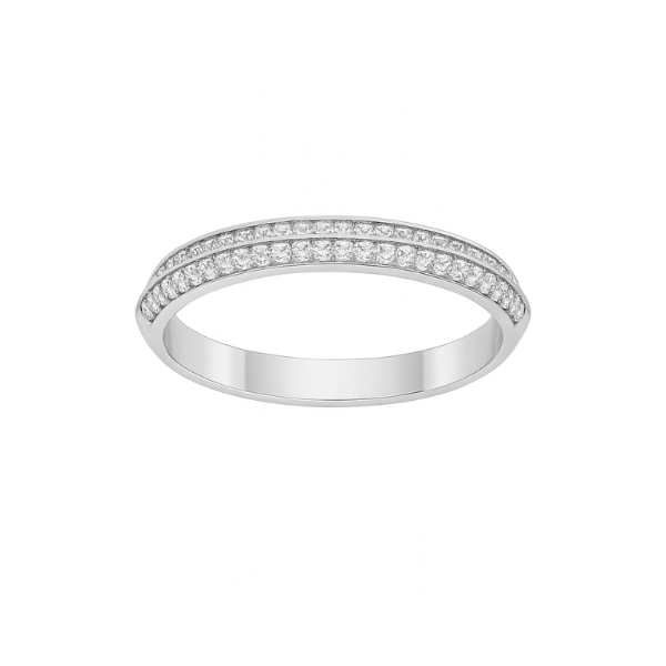 14K Solid Gold Classic and Timeless 2 line Dome setting Diamond Ring Band