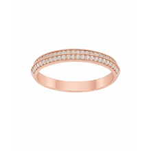 14K Solid Gold Classic and Timeless 2 line Dome setting Diamond Ring Band