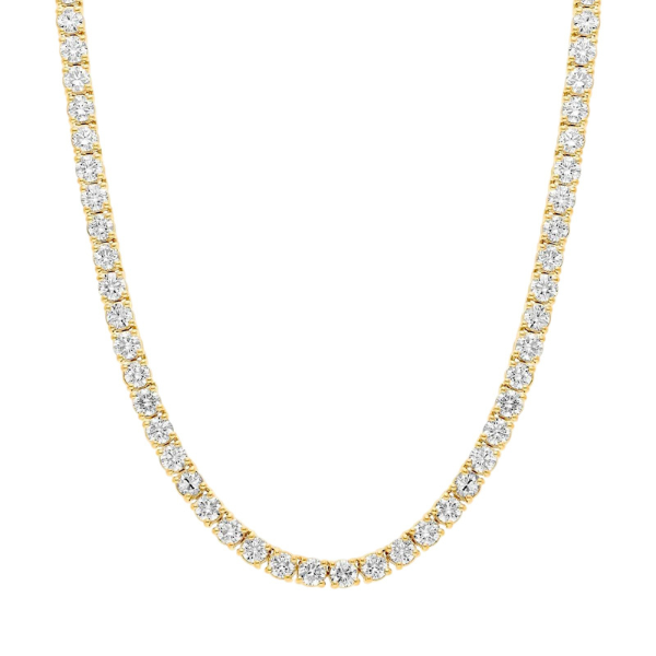 3.00 MM 14K Solid Gold Prong Setting Tennis Necklace 14.00 Ctw - 18.00 Ctw