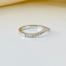 Curved Pave Diamond Wedding Band 14K Solid Gold