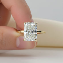Elegant Radiant Cut Hidden Halo 14K Solid Gold Engagement Ring 2 to 4 Carat