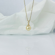14K Solid Gold Golden South Sea Pearl Pendant – AAA Lustrous 9 MM Statement Piece