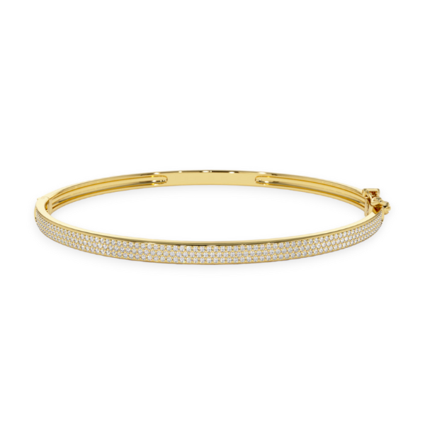 14K Solid Gold 3 Rows Diamond Bracelet
