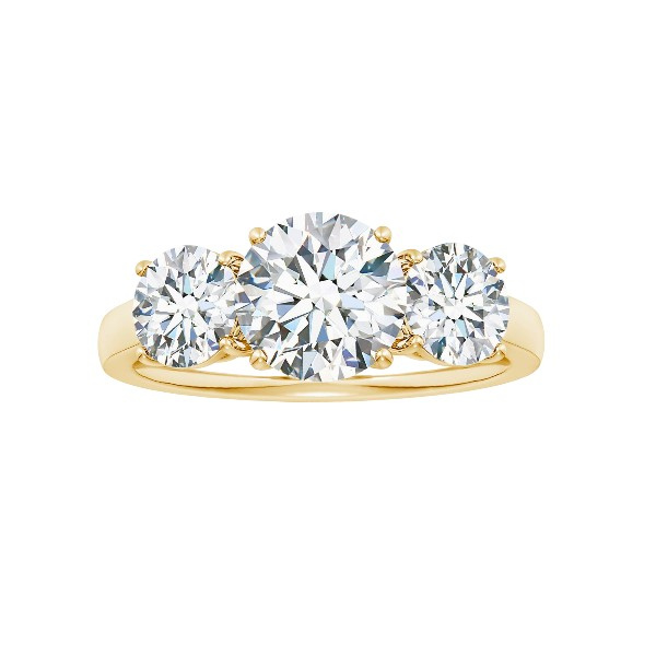 3 Diamond 14K Solid Gold Diamond Engagement Ring IGI Certified