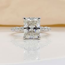 Elegant Radiant Cut Hidden Halo Marquise Band 14K Solid Gold Diamond Engagement Ring 2 to 4 Carat