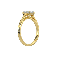 Emerald Cut Cathedral Setting Solitaire Diamond 14K Solid Gold Engagement Ring