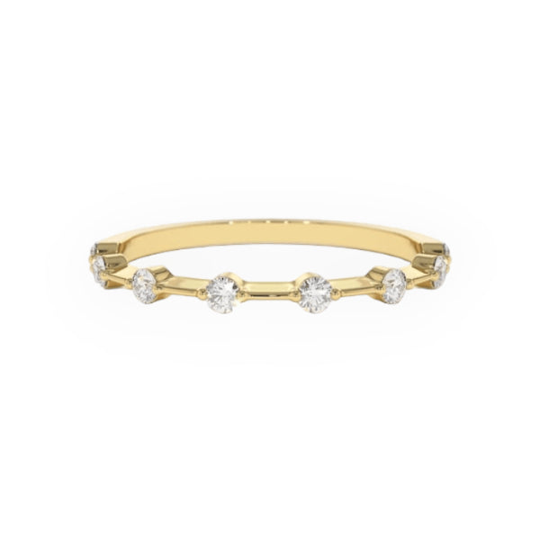 14K Solid Gold Stacking Diamond Ring Band