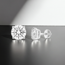 Round Cut 4 Prong Solitaire Diamond 14K Solid Gold Earrings Stud - IGI Certified