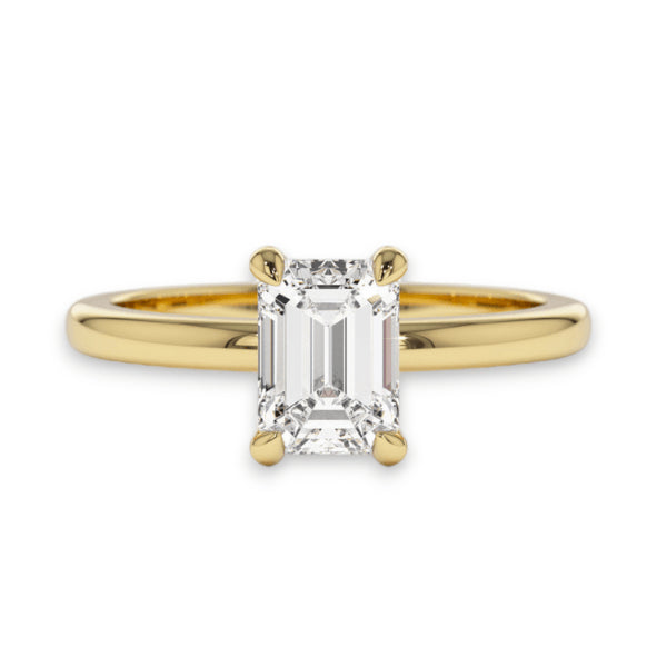 14K Solid Gold Emerald Cut Solitaire Diamond Ring - IGI Certified