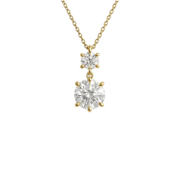 14K Solid Gold 2 Diamond Fancy Stunning Pendant For Women