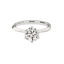 6 Prong Solitaire Diamond 14K Solid Gold Dome Band Engagement Ring IGI Certified