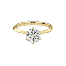 6 Prong Solitaire Diamond 14K Solid Gold Dome Band Engagement Ring IGI Certified