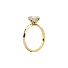 6 Prong Solitaire Diamond 14K Solid Gold Dome Band Engagement Ring IGI Certified