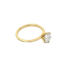 6 Prong Solitaire Diamond 14K Solid Gold Dome Band Engagement Ring IGI Certified
