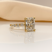 Elegant Radiant Cut Hidden Halo Marquise Band 14K Solid Gold Diamond Engagement Ring 2 to 4 Carat