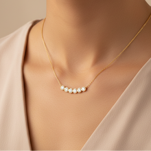 Modern Minimalist Curved Bezel-Set Diamond Necklace 14K Solid Gold