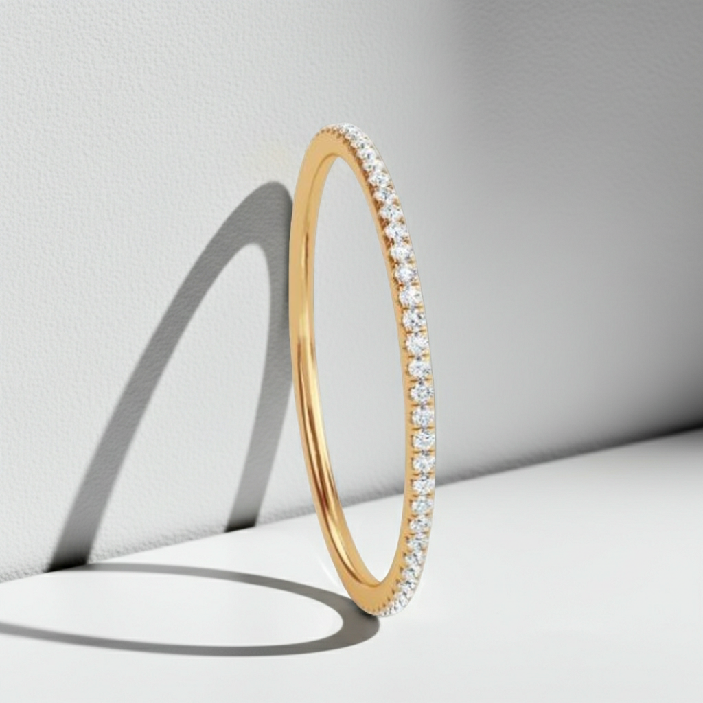 0.25 ctw 14K Solid Gold Pave Setting Full Eternity Ring for Women