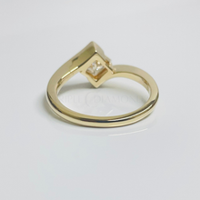 Princess Cut Bypass Setting 14K Solid Gold Engagement Ring