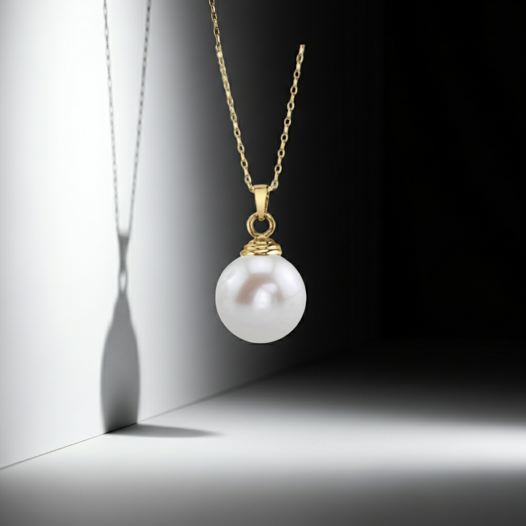 Luxurious South Sea Pearl 9.00 MM 14K Solid Gold Pendant For Women