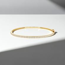 14K Solid Gold 1 Row Diamond Bangle