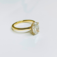 Oval Cut Hidden Halo 14K Solid Gold Cathedral Setting Engagement Ring