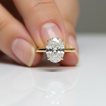 Oval Cut Hidden Halo 14K Solid Gold Cathedral Setting Engagement Ring