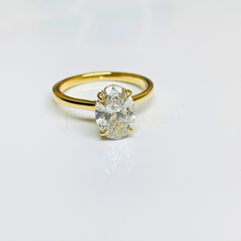 Oval Cut Hidden Halo 14K Solid Gold Cathedral Setting Engagement Ring