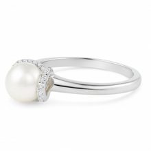 9.00 mm White South Sea Pearl 14K Solid Gold Statement Pearl and Diamond Ring