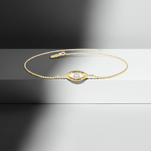 14K Solid Gold Evil Eye Solitaire Diamond Bracelet