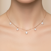 Effortless Elegance Five Station Pear Drop Lab Grown Diamond Necklace In 14K Solid Gold